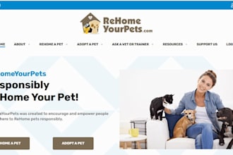 design pet website, pet food label, pet care, pet groomers, dog, cat website