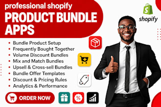setup shopify product bundles, bundle discounts, upsells and cross sells