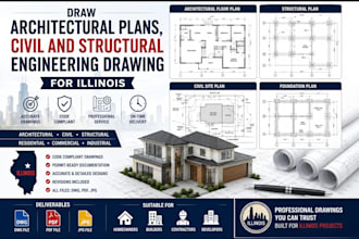 draw architectural plans, civil and structural engineering drawing for illinois