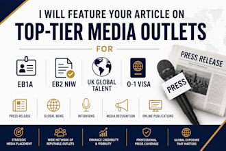 feature your article on top tier outlets for eb1a, eb2 niw, gtv media coverage