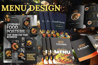 design modern restaurant menu, food menu, cafe menu and digital menu board