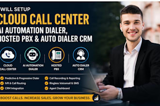setup cloud call center, ai automation dialer, hosted pbx, and auto dialer CRM