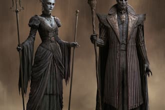 horror dark fantasy female male character desing