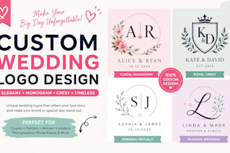 design elegant wedding logo monogram crest bridal brand and event planning