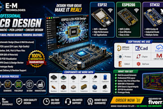 create professional esp32 pcb design, schematic, esp8266, stm32 and gerber files
