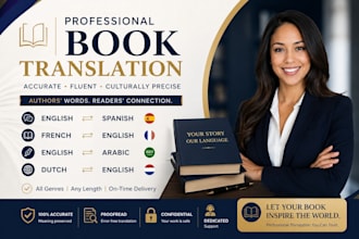 translate your native book novel fluently from engliah to french spanish italian
