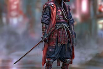 cyberpunk samurai street warrior art desing