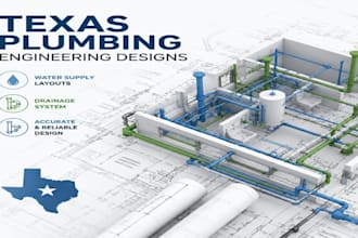 create texas plumbing engineering designs, drainage system, water supply layouts