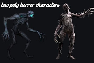 create creepy ps1 ps2 horror characters psx low poly 3d models rig and animation