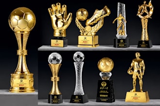 make custom trophy model stl, award model  for 3d print resin, cnc and 3mf
