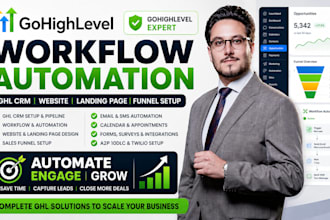 build gohighlevel workflow automation ghi crm website landing page funnel setup