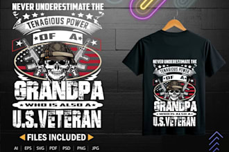 create vintage, veterans, military, USA flag or army t shirt logo