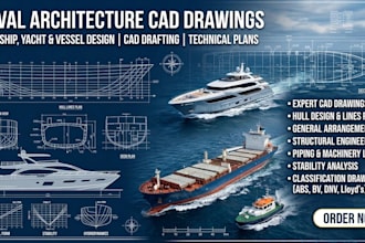 design boat, ship, yacht, vessel, naval architecture cad drawings
