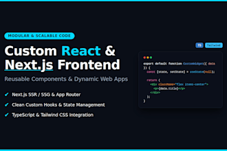 develop custom react components and nextjs frontend