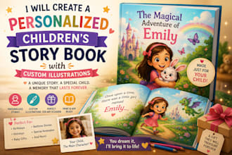 create a personalized childrens story book with custom illustrations