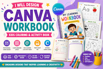 design canva workbook layout workbook formatting kids coloring or activity book