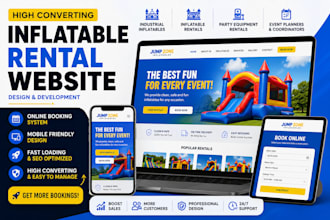 design industrial inflatables website party rental event planner booking website