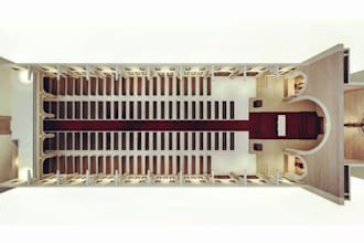 do church floor plan for worship space, interior and exterior design 3d model