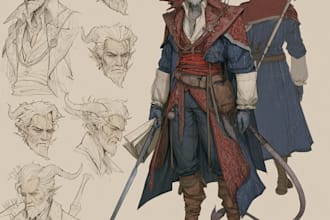 draw dnd character design and illustration