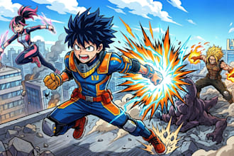 create illustration art in my hero academia style