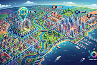 build interactive mapbox pixel satellite maps  animated real estate experiences