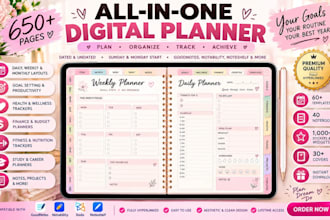 etsy digital planner, etsy digital products, hyperlinked planner, planner