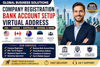 register your USA llc, canadian corporation, australia or estonia business