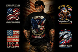 do retro patriotic USA flag and eagle t shirt design