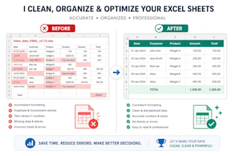 do ms excel data entry and spreadsheet cleanup
