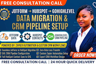 migrate jotform hubspot contacts gohighlevel CRM pipeline with zapier automation