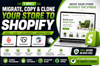 migrate copy clone lightspeed godaddy prestashop website to shopify website