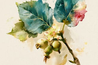 paint digital watercolor botanical illustration