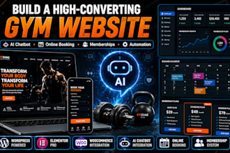 build a gym website with ai chatbot, online booking, memberships and automation