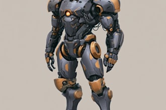 do anime style mecha robot illustrations