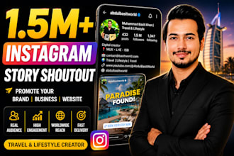 give instagram travel and lifestyle shoutout to over 1m followers