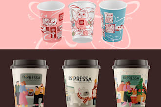 do premium coffee label, packaging, paper cup, sticker design