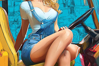 draw vintage girl or pin up illustration sfw nsfw