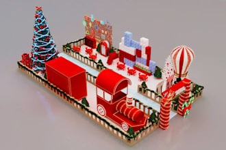 render 3d christmas mall activation, christmas decoration,christmas backdrop,cgi