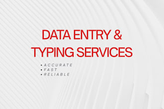 do fast and accurate data entry, excel and typing work