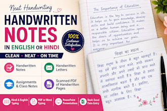 write neat handwritten notes in english or hindi