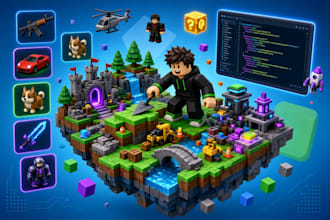 develop roblox full game creation roblox map builder roblox scripter game assets
