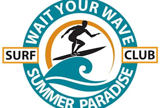 design modern surfing beach surf club t shirt logo