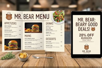 design a professional restaurant menu, food flyer or price list