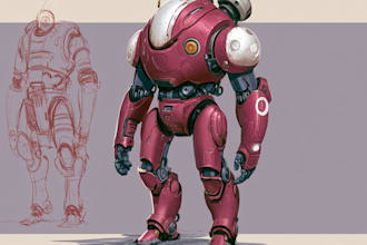 draw robot and mech design for you
