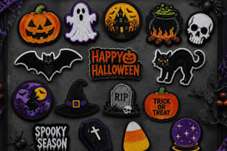 make custom halloween embroidery patches, spooky iron on and sew on patches