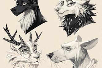 draw furry art, anthro art of your fursona, original