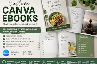 create custom canva ebooks for nutrition, fitness, wellness,mindfulness coaches