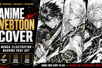 draw anime webtoon cover, manga comic illustration, and manhwa comic page art