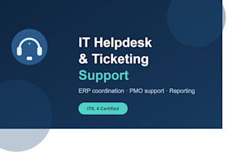 provide IT helpdesk support, ticketing erp data coordination