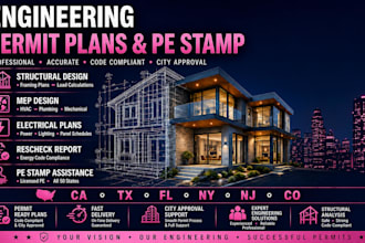 design and review architectural, structural, mep permit plans for fl, ca, ny, tx